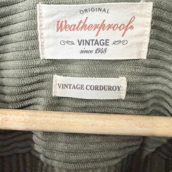 Weatherproof Vintage Soft Wide Wale Corduroy Button Up Shirt Mens L Olive Green - Picture 4 of 9